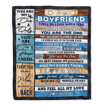 Personalized To My Boyfriend Blanket From Girlfriend Wood I Fell In Love With You Boyfriend Anniversary Valentines Day Wedding Christmas Fleece Throw Blanket - Thegiftio UK