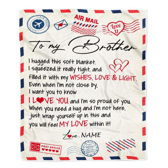 Personalized To My Brother Blanket From Sister Air Mail Letter I Love You Brother Birthday Christmas Thanksgiving Customized Fleece Throw Blanket - Thegiftio UK