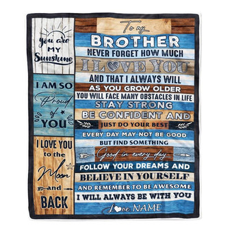Personalized To My Brother Blanket From Sister Proud Of You I Love You Wood Brother Birthday Thanksgiving Christmas Customized Fleece Throw Blanket - Thegiftio UK