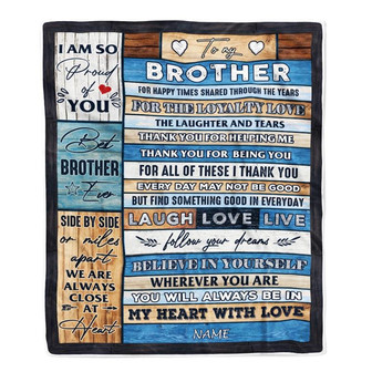 Personalized To My Brother Blanket From Sister Wood Believe In Your Self Thank You Brother Birthday Thanksgiving Christmas Customized Bed Fleece Throw Blanket - Thegiftio UK