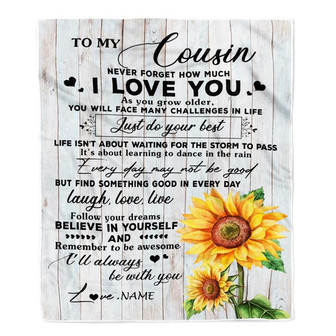 Personalized To My Cousin Blanket Family Sunflower Wood Laugh Love Live Cousin Birthday Graduation Christmas Customized Bed Quilt Fleece Throw Blanket - Thegiftio UK