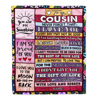 Personalized to My Cousin Blanket from Family Wood Laugh Love Live Believe Cousin Birthday Thanksgiving Christmas Customized Fleece Throw Blanket - Thegiftio UK