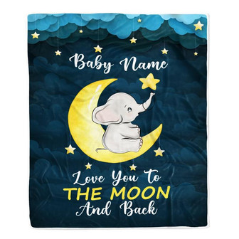 Personalized Custom Baby Blanket With Name For Boy Girl Elephant Love You Newborn Nursery Daughter Son Niece Nephew Birthday Christmas Bed Fleece Blanket - Thegiftio UK