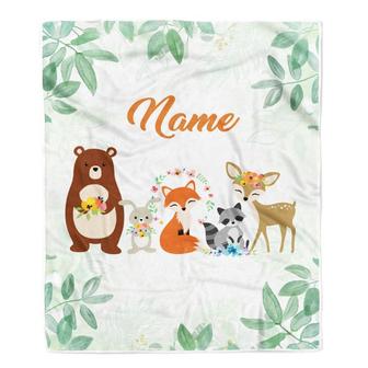 Personalized Custom Baby Blanket With Name For Boys Girls Woodland Baby Girl Kid Daughter Son Grandson Niece Birthday Customized Christmas Fleece Blanket - Thegiftio UK