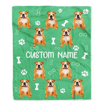 Personalized Custom Bulldog Blanket for Dog Mother Mom Dog Father Dad Dog Lover for Women Men Boy Girl Birthday Christmas Customized Bed Fleece Throw Blanket - Thegiftio UK