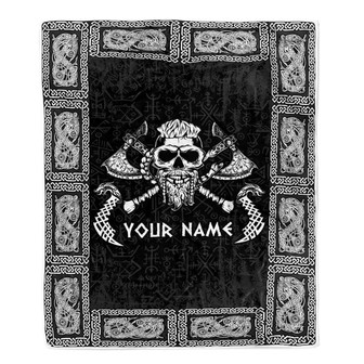 Personalized Custom Name Viking Odin God Celtic Scandinavian Norse Runes For Men Women Mom Dad Lovers Birthday Christmas Bed Quilt Fleece Throw Blanket - Thegiftio UK
