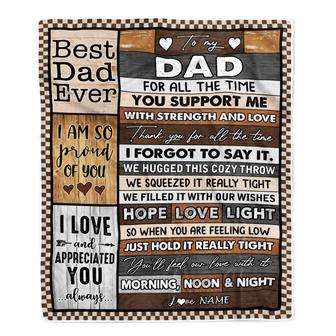 Personalized To My Dad Blanket From Daughter Son Wood Thank You For All The Time Dad Birthday Fathers Day Christmas Customized Bed Fleece Throw Blanket - Thegiftio UK