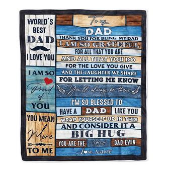 Personalized To My Dad Blanket From Daughter Son Wood Thank You For Being My Dad Fathers Day Birthday Christmas Customized Bed Fleece Throw Blanket - Thegiftio UK