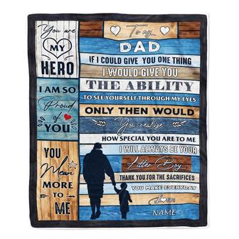 Personalized To My Dad Blanket From Son Wood I Am So Proud Of You Dad Birthday Fathers Day Thanksgiving Christmas Customized Bed Fleece Throw Blanket - Thegiftio UK