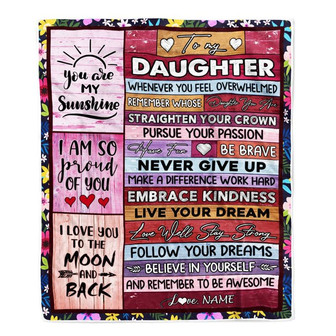 Personalized To My Daughter Blanket From Mom Dad Believe In Yourself Awesome Pink Wood Daughter Birthday Graduation Christmas Customized Fleece Blanket - Thegiftio