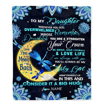 Personalized to My Daughter Blanket from Mom Dad Dragonfly Whenever You Feel Overwhelmed Remember Whose Daughter You are Birthday Christmas Fleece Blanket - Thegiftio UK