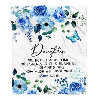 Personalized To My Daughter Blanket From Mom Dad Floral How Much We Love You Daughter Birthday Graduation Christmas Customized Fleece Throw Blanket - Thegiftio UK
