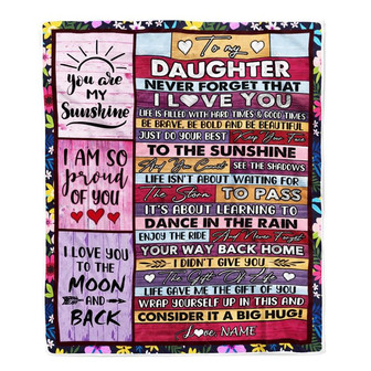 Personalized To My Daughter Blanket From Mom And Dad Never Forget That I Love You Wood Daughter Birthday Thanksgiving Christmas Customized Fleece Throw Blanket - Thegiftio UK