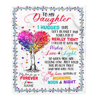 Personalized to My Daughter Blanket from Mom Dad I Hugged This Soft Blanket Daughter Birthday Thanksgiving Christmas Customized Fleece Blanket - Thegiftio UK