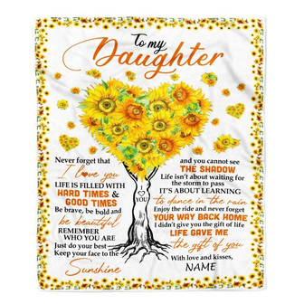Personalized to My Daughter Blanket from Mom Dad Life Gave Me The Gift of You Sunflower Daughter Birthday Thanksgiving Christmas Customized Fleece Blanket - Thegiftio UK