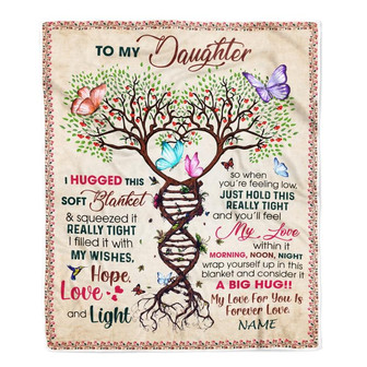 Personalized to My Daughter Blanket from Mom Dad My Love Within It Morning Noon Night Butterfly Tree Daughter Birthday Christmas Customized Fleece Blanket - Thegiftio UK