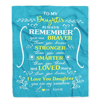 Personalized To My Daughter Blanket From Mom Dad Mother Teal I Love You Daughter Birthday Christmas Gift Customized Bed Quilt Fleece Throw Blanket - Thegiftio UK