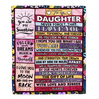 Personalized To My Daughter Blanket From Mom Dad Mother Wood You Are Beautiful Daughter Birthday Graduation Christmas Customized Bed Fleece Throw Blanket - Thegiftio UK
