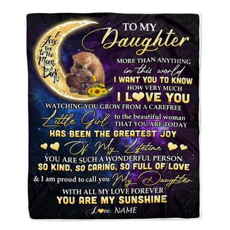Personalized To My Daughter Blanket From Mom Dad Positive Energy Encourage Brave Little Bear Daughter Birthday Christmas Thanksgiving Customized Fleece Blanket - Thegiftio UK