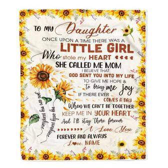 Personalized To My Daughter Blanket from Mom Dad Sunflower Once Upon A Time There Was A Little Girl Birthday Christmas Customized Fleece Blanket - Thegiftio UK