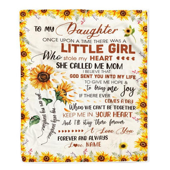 Personalized To My Daughter Blanket from Mom Dad Sunflower Once Upon A Time There Was A Little Girl Birthday Christmas Customized Fleece Blanket - Thegiftio