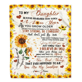 Personalized To My Daughter Blanket From Mom Dad Sunflower Always Remember How Much I Love You Daughter Birthday Christmas Fleece Blanket - Thegiftio UK