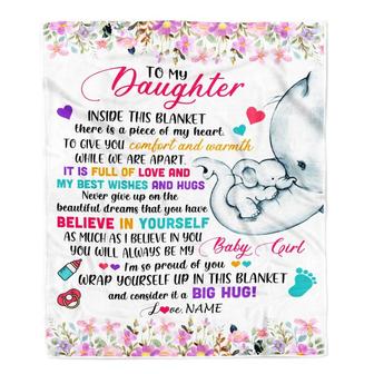 Personalized To My Daughter Blanket From Mom Mother It A Big Hug Elephant Baby Daughter Birthday Christmas Customized Bed Quilt Fleece Throw Blanket - Thegiftio UK