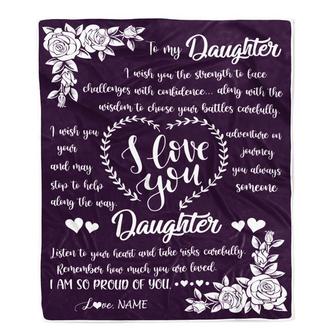 Personalized To My Daughter Blanket From Mom Mother Dad I Wish You The Strength Daughter Birthday Graduation Christmas Customized Fleece Throw Blanket - Thegiftio UK