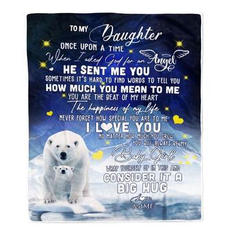 Personalized To My Daughter Blanket From Mom Mother Dad Polar Bear Never Forget I Love You Daughter Birthday Christmas Customized Fleece Throw Blanket - Thegiftio UK