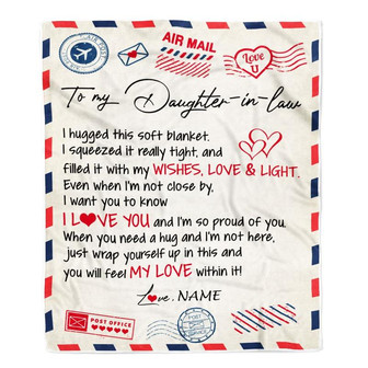 Personalized To My Daughter In Law Blanket From Mother In Law Air Mail Letter I Love You Daughter In Law Birthday Christmas Fleece Throw Blanket - Thegiftio UK
