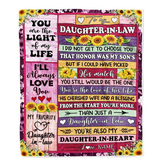 Personalized To My Daughter In Law Blanket From Mother In Law Sunflower My Favorite Daughter In Law Wedding Anniversary Day Christmas Customized Fleece Blanket - Thegiftio UK
