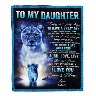 Personalized To My Daughter Lion Blanket From Mom Mother Every Day Laugh Love Live Daughter Birthday Graduation Christmas Customized Bed Fleece Throw Blanket - Thegiftio UK