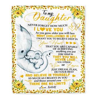 Personalized To My Daughter I Love You From Mom Dad Panda Sunflower Elephant Daughter Birthday Christmas Thanksgiving Graduation Customized Fleece Blanket - Thegiftio UK