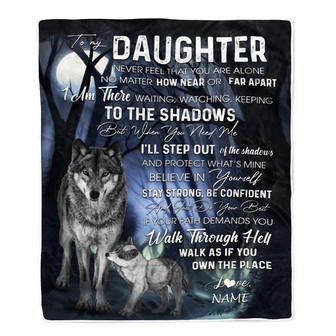 Personalized To My Daughter from Mom Blanket Never Feel You Are Alone Wolf Moon Night Dark Forest Family Love Son Birthday Christmas Fleece Blanket - Thegiftio UK