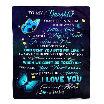 Personalized To My Daughter From Mom Blanket Once Upon A Time Butterfly Daughter Birthday Graduation Christmas Gift Bed Quilt Fleece Throw Blanket - Thegiftio UK