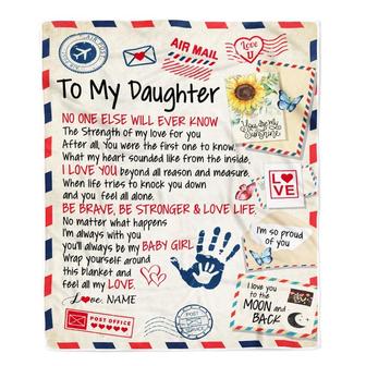 Personalized To My Daughter From Mom Dad Blanket Letter Airmail The Strength Of My Love For You Daughter Birthday Christmas Customized Fleece Blanket - Thegiftio UK