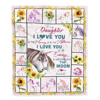 Personalized To My Daughter Unicorn Blanket From Mom Mother Dad Never Forget I Love You Daughter Birthday Christmas Customized Bed Fleece Blanket - Thegiftio UK