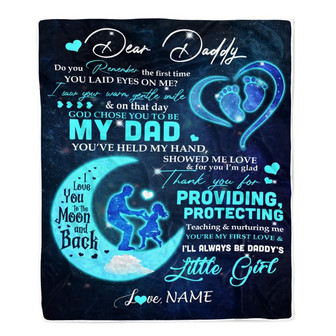 Personalized Dear Daddy Blanket from Daughter God Chose You to be My Dad Warm Soft Winter Night I Love You Dad Father's Day Birthday Christmas Fleece Blanket - Thegiftio