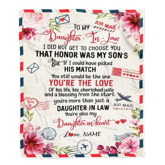 Personalized To My Dear Daughter In Law Blanket From Mother Mom in law You're Also My Daughter in Heart Birthday Christmas Customized Fleece Throw Blanket - Thegiftio UK