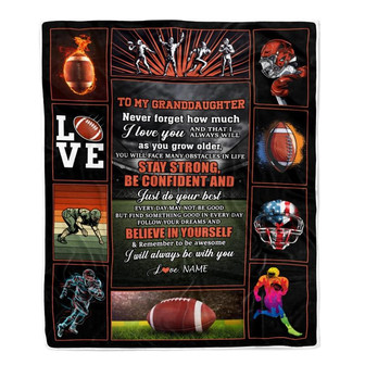 Personalized Football To My Granddaughter Blanket From Grandma Believe In Yourself Granddaughter Birthday Graduation Christmas Customized Fleece Throw Blanket - Thegiftio UK