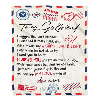 Personalized To My Girlfriend Blanket Air Mail Letter I Love You Girlfriend For Her Birthday Valentines Day Christmas Fleece Throw Blanket - Thegiftio UK