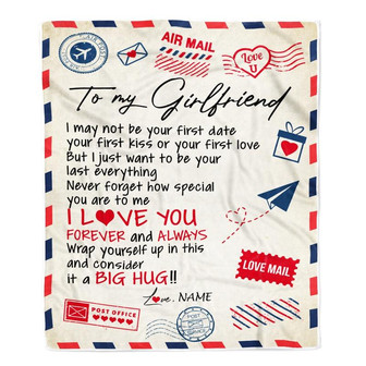 Personalized To My Girlfriend Blanket From Boyfriend Love You Forever Always Airmail Letter Birthday Valentine Christmas Customized Fleece Blanket - Thegiftio UK