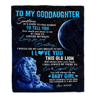 Personalized To My Goddaughter Blanket From Godfather I Love You This Old Lion Goddaughter Birthday Christmas Customized Bed Fleece Throw Blanket - Thegiftio UK