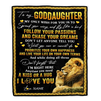 Personalized To My Goddaughter Blanket From Godfather Lion My Only Wish For You Goddaughter Birthday Christmas Customized Bed Fleece Throw Blanket - Thegiftio UK