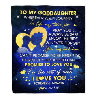 Personalized To My Goddaughter Blanket From Godmother Wherever Your Journey Goddaughter Birthday Christmas Customized Bed Fleece Throw Blanket - Thegiftio UK