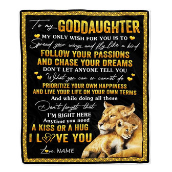 Personalized To My Goddaughter Blanket From Godmother Lion My Only Wish For You Goddaughter Birthday Christmas Customized Bed Fleece Throw Blanket - Thegiftio UK