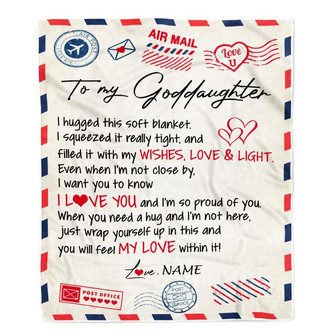 Personalized To My Goddaughter Blanket from Godmother Air Mail Letter I Love You Goddaughter Birthday Christmas Thanksgiving Customized Fleece Throw Blanket - Thegiftio UK