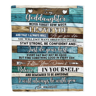 Personalized To My Goddaughter Blanket From Godmother Godfather Wood Never Forget I Love You Goddaughter Birthday Christmas Customized Fleece Throw Blanket - Thegiftio UK