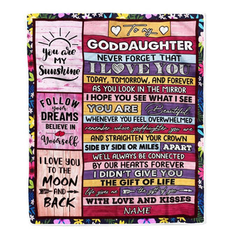 Personalized To My Goddaughter Blanket From Godmother Wood You Are Beautiful Goddaughter Birthday Graduation Christmas Customized Bed Fleece Throw Blanket - Thegiftio UK
