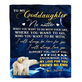Personalized To My Goddaughter Blanket From Godmother Polar Bear I Will Always Love You Goddaughter Birthday Graduation Christmas Customized Fleece Blanket - Thegiftio UK